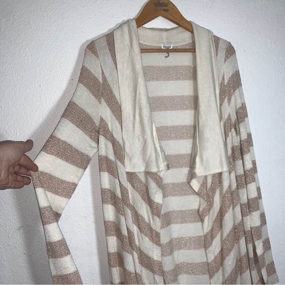 Splendid Glitter Shabby Chic Balletcore Waterfall Stripe Knit Cardigan Womens XL - Picture 2 of 6